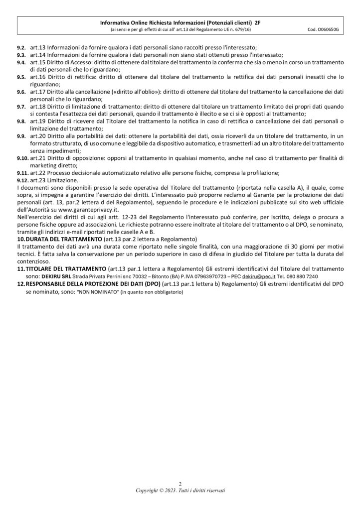 Informativa Privacy - pagina 2